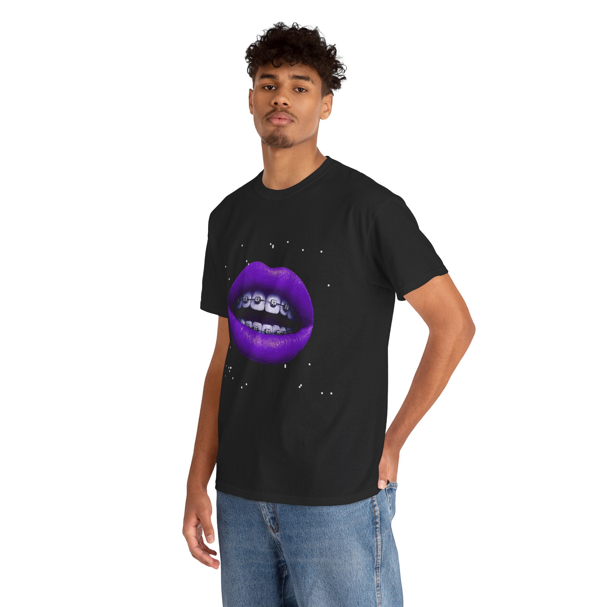 Purple smile graphic tee
