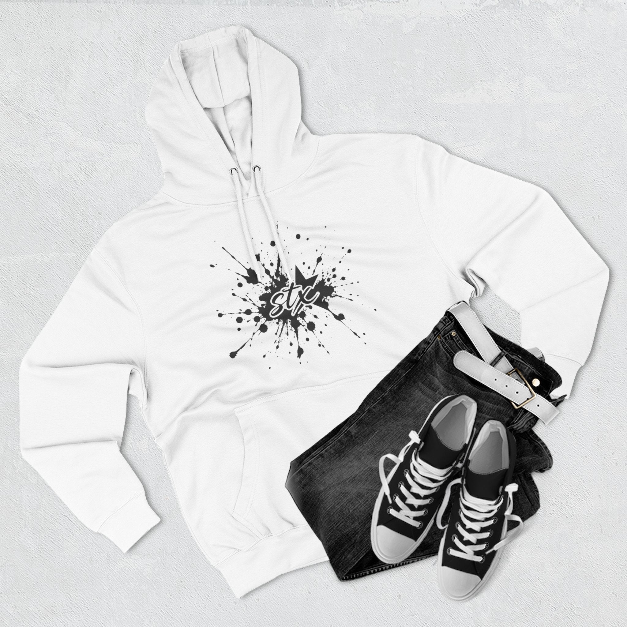 Splatter Star Hoodie — Minimal Black Ink Graphic Pullover