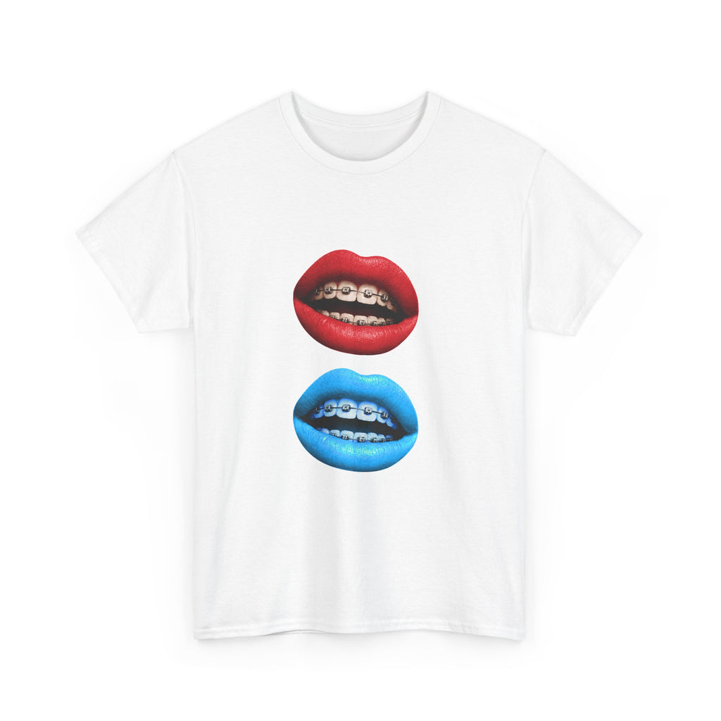 Red and blue smile tee