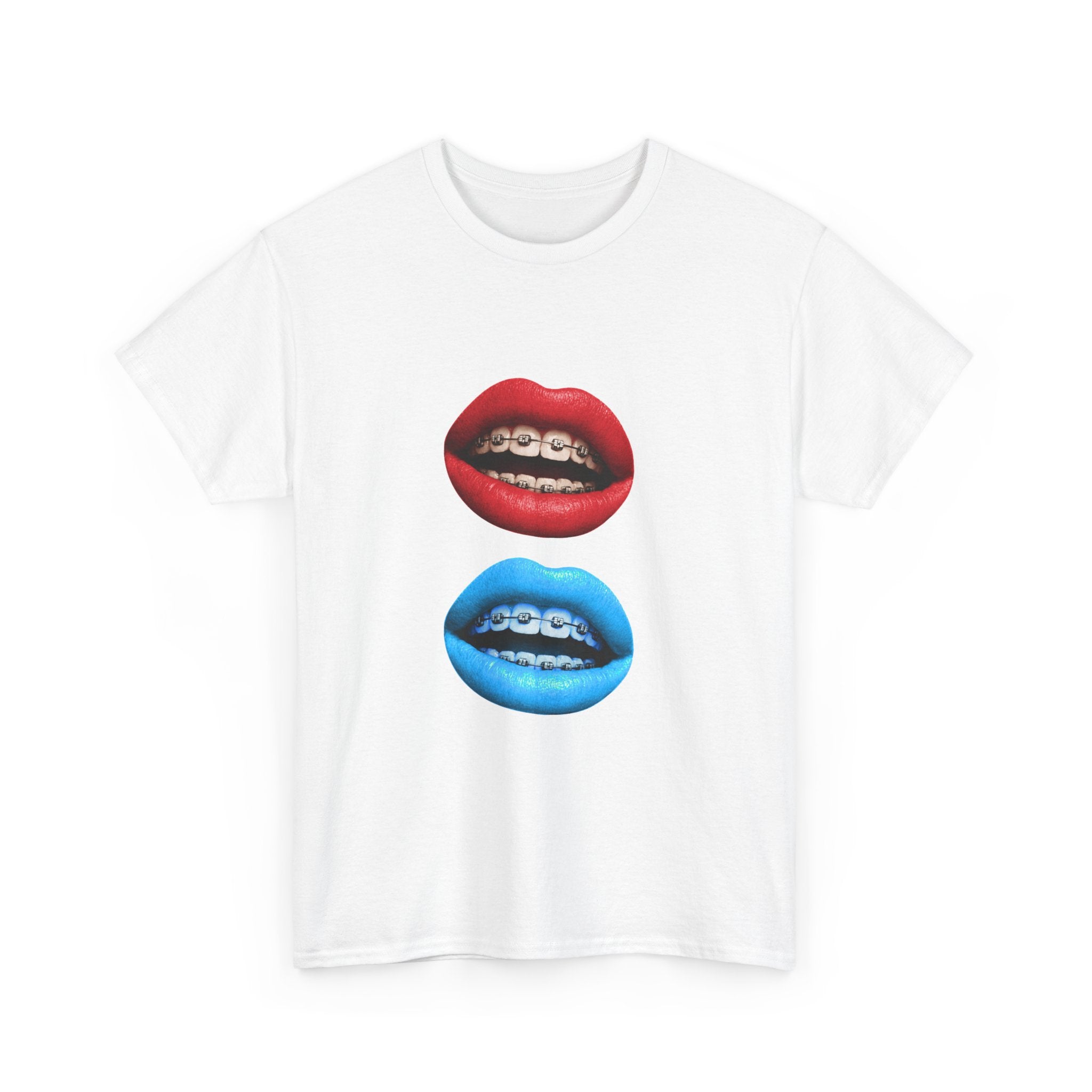 Red and blue smile tee