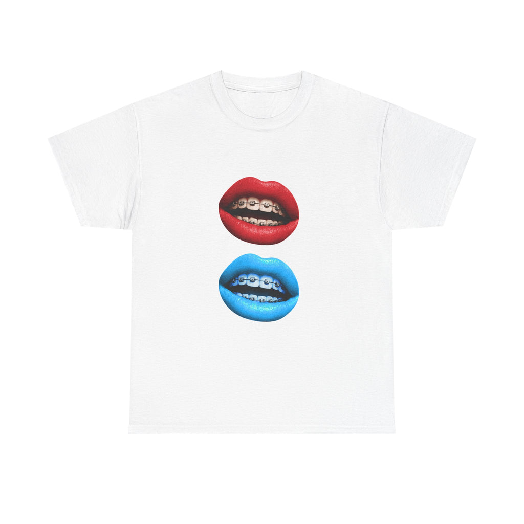Red and blue smile tee