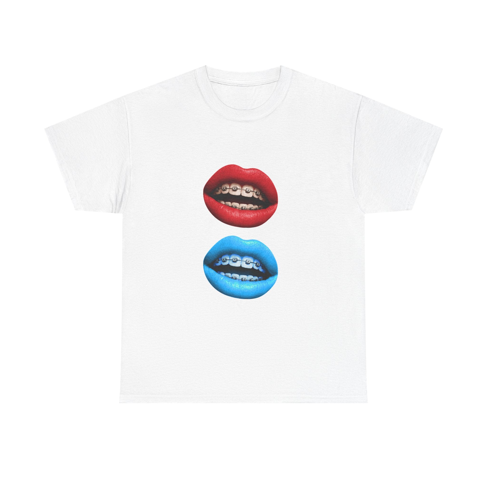 Red and blue smile tee