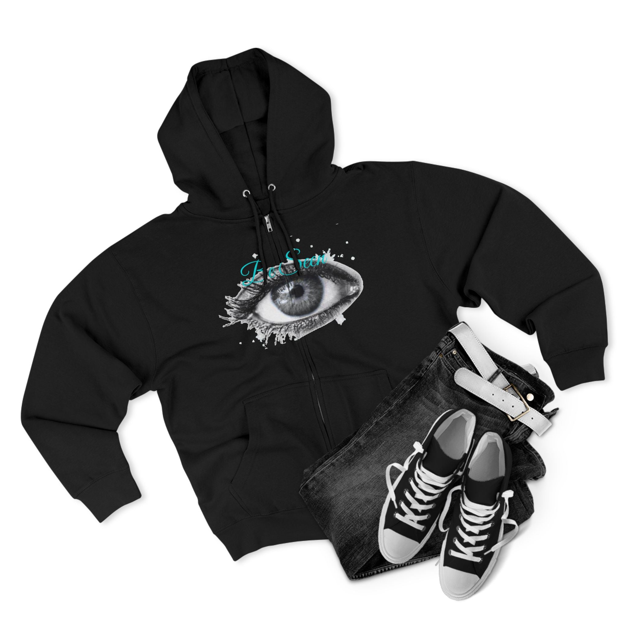 Eye Graphic Zip Hoodie — 'I See You' Artistic Surreal Eye Design