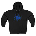 Blue Paint Splash Zip Hoodie — Artistic Splatter Graphic Hoodie